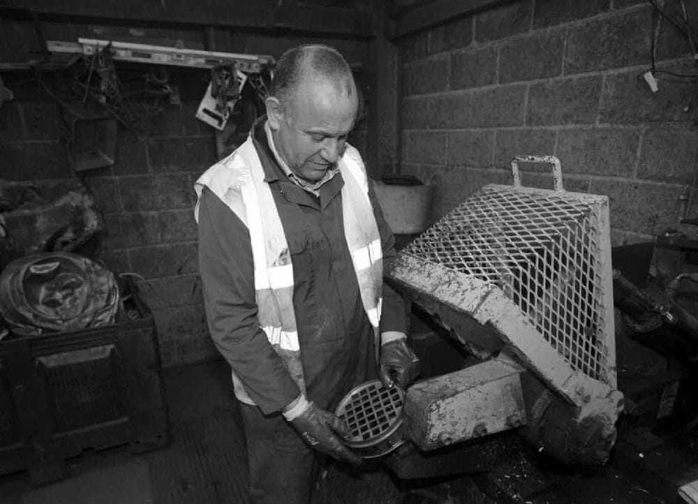 Stephen Nicholson is sorting through non ferrous metals.