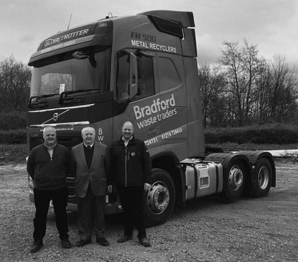 From the left are, Richard Jnr, Richard (Father) and James, pictured with the latest addition to their Volvo fleet.